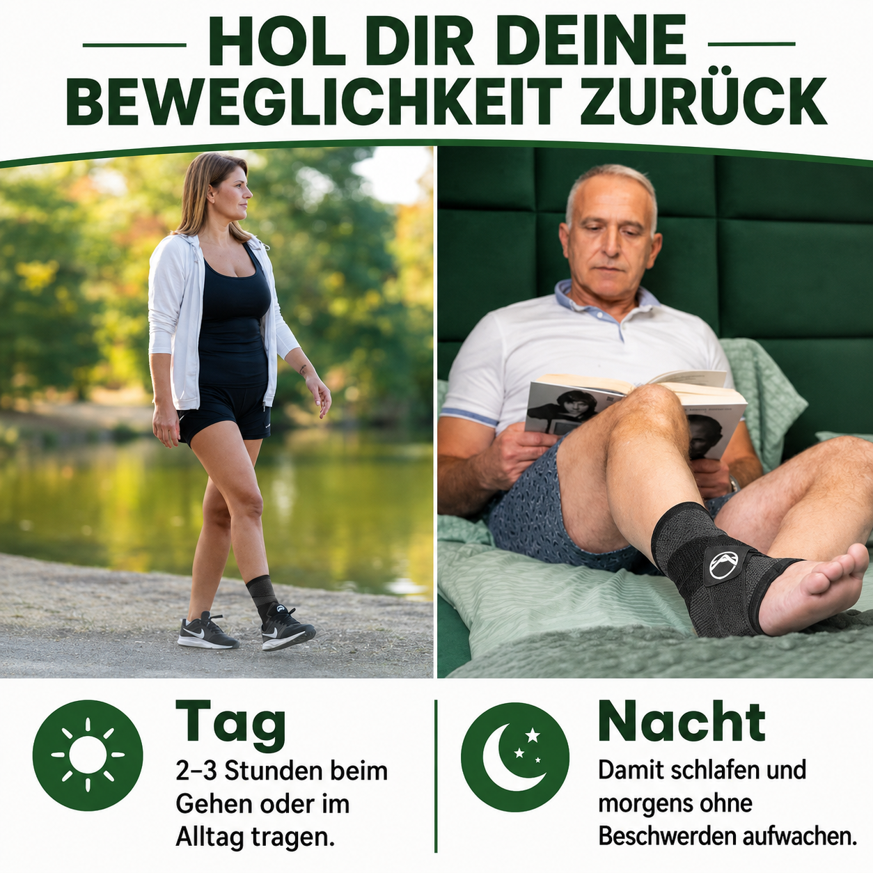 Fussklar tagsüber und nachts